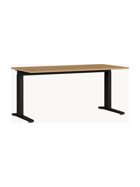 In hoogte verstelbare bureau Future, Tafelblad: spaanplaat, melaminehars , Frame: gepoedercoat metaal, hout in Grandson eikenlook, zwart, B 160 x D 80 cm