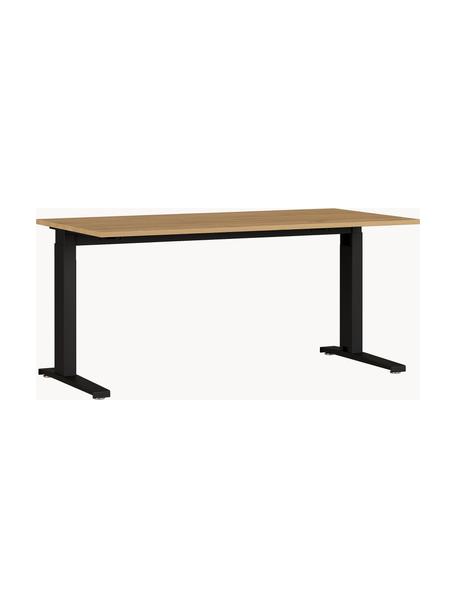 Höhenverstellbarer Schreibtisch Future, Tischplatte: Spanplatte, melaminharzbe, Gestell: Metall, pulverbeschichtet, Holz in Grandson-Eiche-Optik, Schwarz, B 160 x T 80 cm