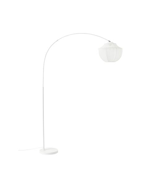 Lampada ad arco grande in rete Beau, Paralume: tessuto, Struttura: metallo verniciato a polv, Baldacchino: metallo verniciato a polv, Bianco, Ø 46 x Alt. 219 cm