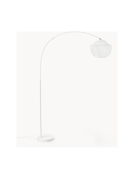 Lámpara de arco grande en tejido malla Beau, Pantalla: tela, Estructura: metal con pintura en polv, Cable: cubierto en tela, Blanco, Al 219 cm
