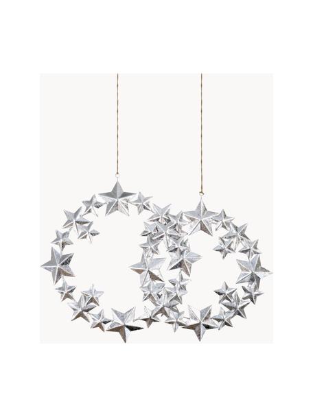 Étoiles de Noël à suspendre Stars, 2 élém., Métal, enduit, Couleur argentée, Lot de différentes tailles