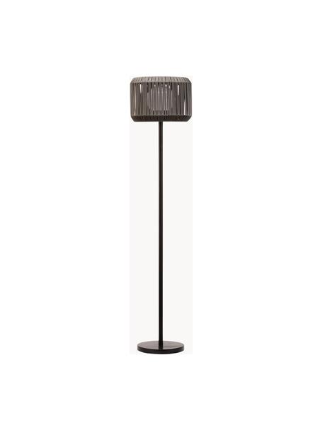 Lámpara de pie solar para exterior Sunshine Elegance, Pantalla: poliratán, Negro, gris oscuro, Ø 33 x Al 148 cm