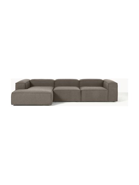 Modulares Ecksofa Lennon aus Bouclé, Bezug: Bouclé (100 % Polyester) , Gestell: Massives Kiefernholz, Spe, Füße: Kunststoff Dieses Produkt, Bouclé Greige, B 327 x T 180 cm, Eckteil links