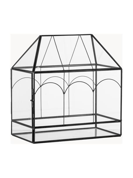 Vitrine Ianto van glas, Lijst: gecoat metaal, Transparant, zwart, B 25 x H 26 cm