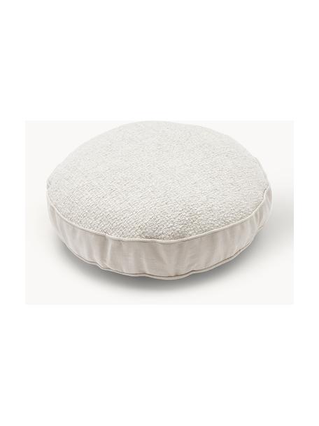 Cuscino arredo rotondo in bouclé con bordino Aya, Bianco crema, Ø 40 cm
