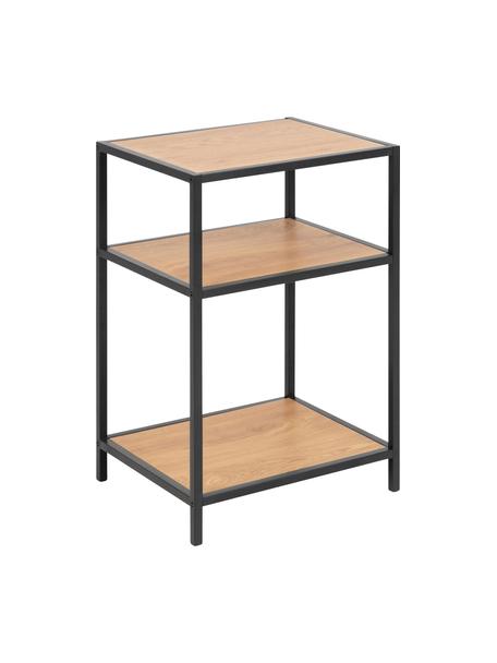 Odkladací stolík z dreva a kovu Seaford, Divoký dub, čierna, Š 42 x H 35 cm