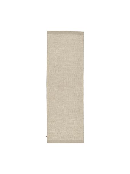Passatoia in lana color beige/grigio chiaro maculato Asko, Retro: cotone Nel caso delle pas, Beige, grigio chiaro, Larg. 80 x Lung. 250 cm