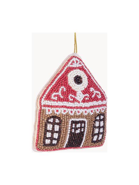 Décoration de sapin de Noël Hut, Plastique, feutre, Blanc, rouge, brun foncé, larg. 9 x haut. 11 cm