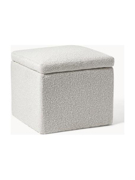 Pouf contenitore in tessuto bouclé Winou, Rivestimento: bouclé (100% poliestere) , Bouclé bianco latte, Larg. 50 x Alt. 48 cm