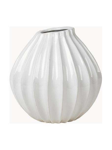Handgefertigte Vase Reaktiv aus Keramik, H 25 cm, Keramik, glasiert, Weiß, Ø 25 x H 25 cm