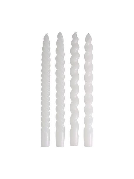 Velas candelabro Spiral, 4 uds., Cera, Blanco, Ø 2,5 x Al 31 cm