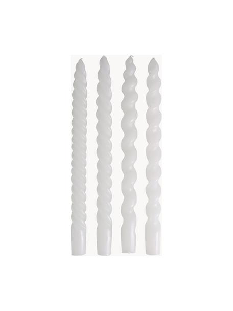 Steekkaarsen Spiral, set van 4, Was, Wit, H 31 cm