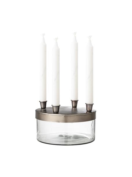 Kerzenhalter Juvena aus Glas, Glas, Metall, Transparent, Braun, Ø 21 x H 13 cm