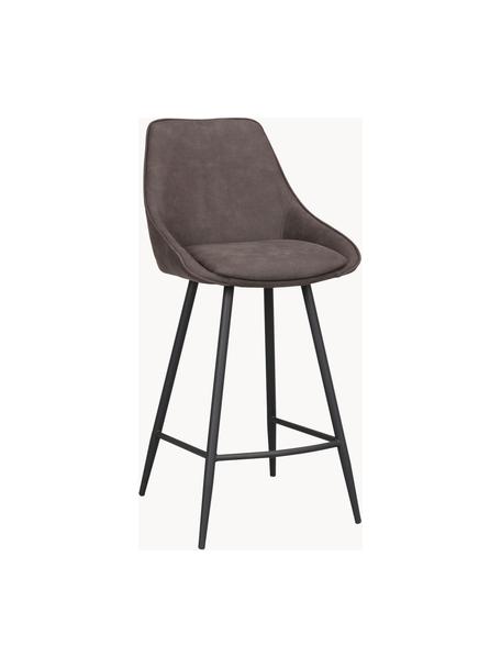 Fluwelen barstoel Sierra met metalen poten, Bekleding: 100% polyester (fluweel) , Frame: hout, FSC-gecertificeerd, Poten: gepoedercoat metaal, Fluweel donkerbruin, B 46 x H 97 cm