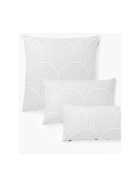 Funda de almohada de algodón Arcs, Gris, blanco, An 45 x L 110 cm