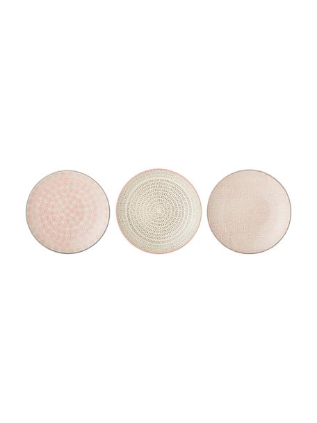 Sada snídaňových talířů Cécile, 3 díly, Kamenina, Růžová, béžová, zelená, Ø 20 cm