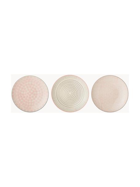 Assiettes à dessert en grès Cécile, 3 élém., Grès cérame, Beige, gris, rose, Ø 20 cm