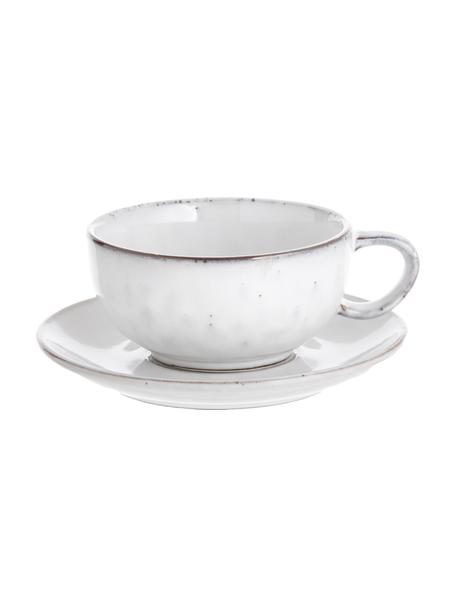 Handgemaakt kopje met schoteltje Nordic Sand, Keramiek, Grijs-, beigetinten, Ø 11 x H 5 cm, 250 ml
