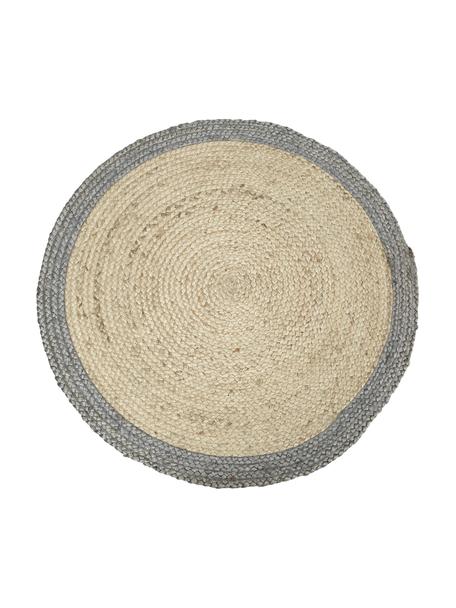 Okrúhly ručne tkaný jutový koberec so sivým okrajom Shanta, 100 % juta

Pretože jutové koberce sú drsné, sú menej vhodné na priamy kontakt s pokožkou, Béžová, sivá, Ø 100 cm (veľkosť XS)