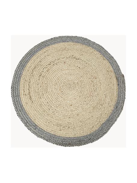 Rond jute vloerkleed Shanta met grijze rand, handgemaakt, 100% jute

Omdat het gevoel van jute vloerkleden een beetje ruw is, zijn ze minder geschikt voor direct contact met de huid., Beige, grijs, Ø 100 cm (maat XS)