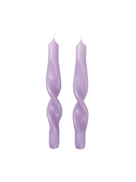 Stolní svíce Twist, 2 ks, Vosk, Fialová, Ø 2 cm, V 23 cm
