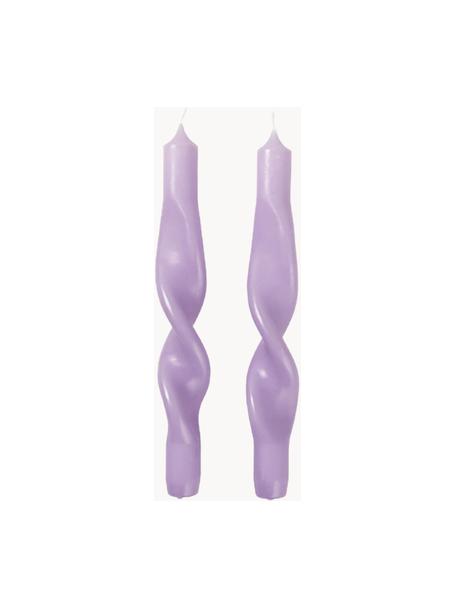 Stabkerzen Twist, 2 Stück, Wachs, Lavendel, H 23  cm
