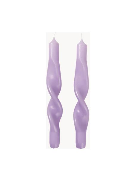 Stolní svíce Twist, 2 ks, Vosk, Fialová, V 23 cm