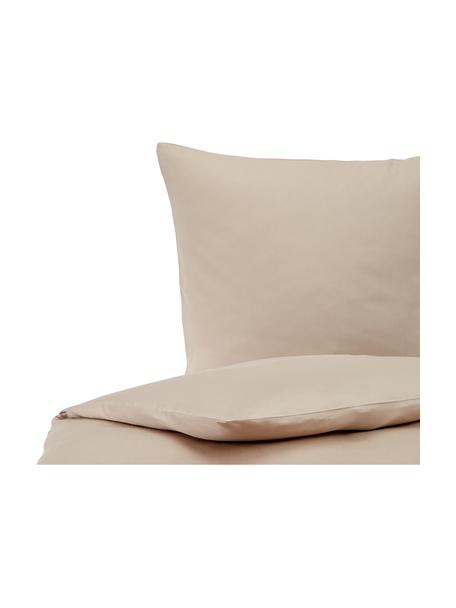 Pościel z satyny bawełnianej Comfort, Taupe, 135 x 200 cm + 1 poduszka 80 x 80 cm