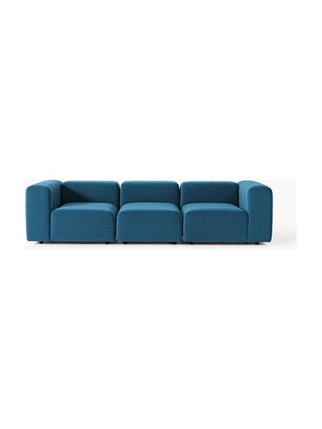 Modulares Samt-Sofa Lena (4-Sitzer), Bezug: Samt (100 % Polyester) De, Gestell: Buchenholz, Spanplatte, H, Samt Petrol, B 287 x T 106 cm