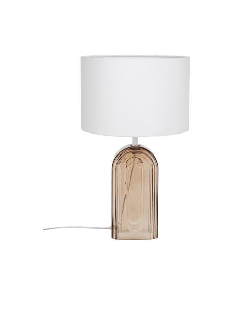 Grande lampe à poser avec pied en verre Bela, Blanc, brun, Ø 30 x haut. 50 cm