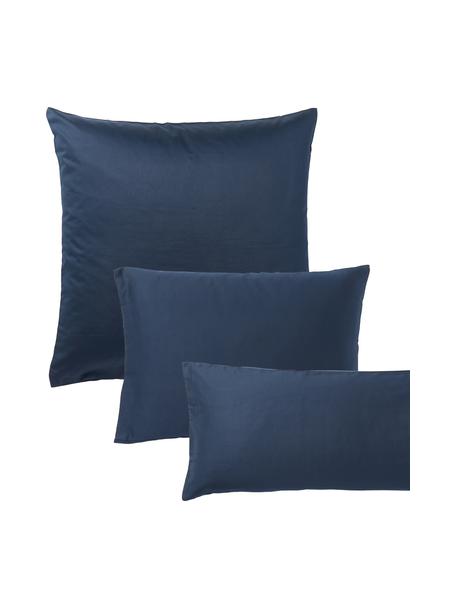 Taie d'oreiller en satin de coton Comfort, Bleu foncé, larg. 50 x long. 70 cm