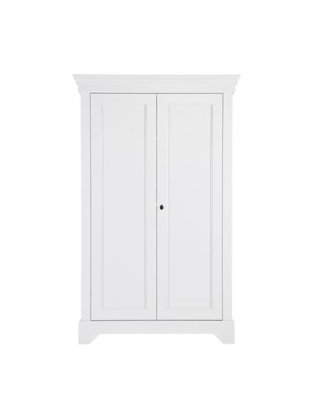 Armario de madera de pino Isabel, 2 puertas, Estructura: madera de pino, pintada, Blanco, An 118 x Al 191 cm