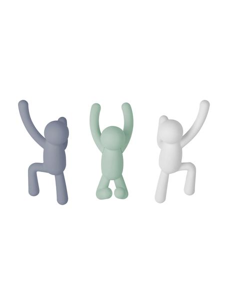 Design Wandhaken-Set Buddy, 3-tlg., Kunststoff (ABS), Blau, Mint, Weiss, Set mit verschiedenen Grössen