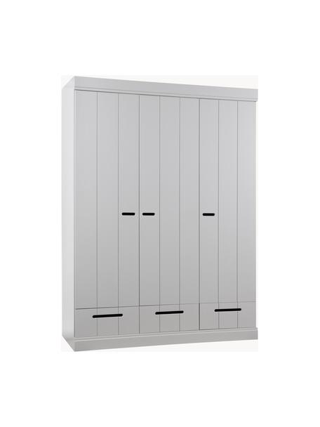 Armario con 3 puertas Connect, Estructura: madera de pino pintado, Estantes: aglomerado revestido de m, Gris claro, An 140 x Al 195 cm