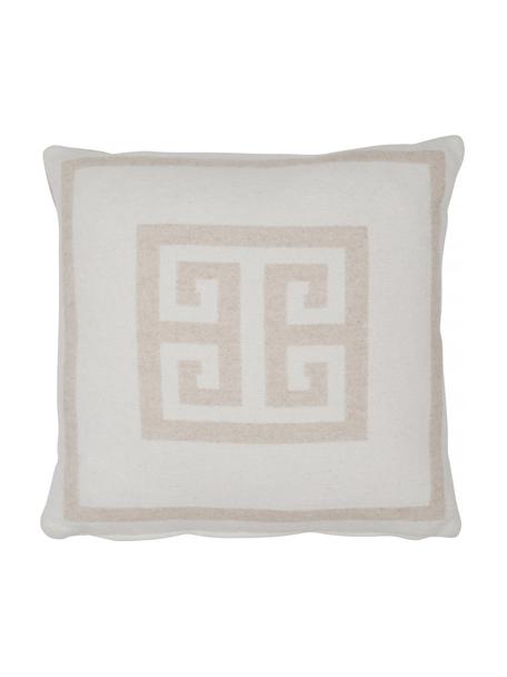 Kissenhülle Lugano in Beige/Weiß mit grafischem Muster, 100% Polyester, Sandfarben, Gebrochenes Weiß, B 45 x L 45 cm