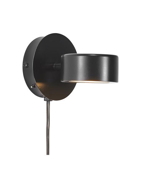 Aplique pequeño LED regulable Clyde, con enchufe, Pantalla: metal recubierto, Anclaje: metal recubierto, Cable: plástico, Negro, Ø 10 x F 13 cm