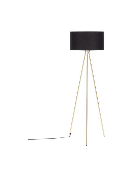 Lampadaire trépied Cella, Noir, couleur dorée, Ø 45 x haut. 147 cm