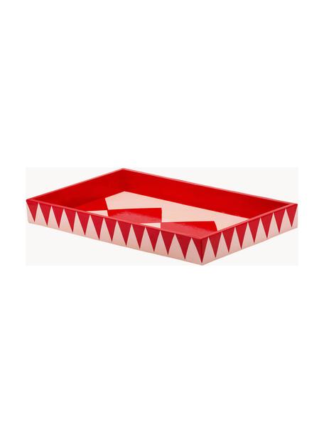 Plateau de service Diamond Candy, Carton, cellulose de papier, Rose pâle, rouge, larg. 51 x prof. 30 cm
