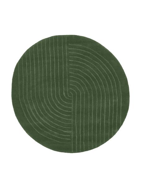 Okrągły ręcznie tuftowany dywan z wełny Mason, Ciemny zielony, ∅ 150 cm (Rozmiar M)