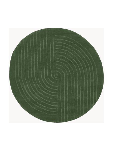 Tapis rond en laine tufté main Mason, Vert foncé, Ø 120 cm (taille S)