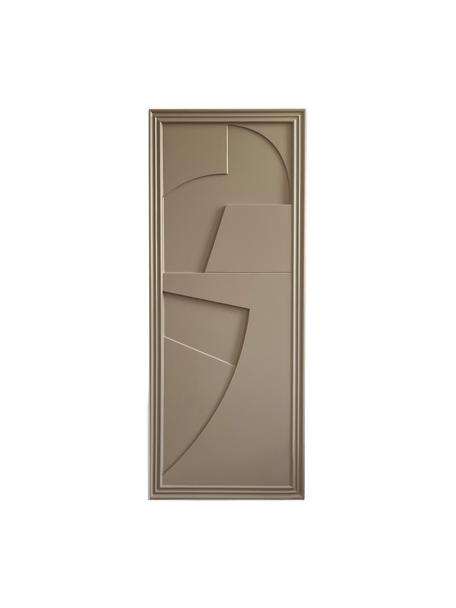 Handgemaakt wandobject Verto, Frame: hout, satijn, Greige, B 45 x H 115 cm