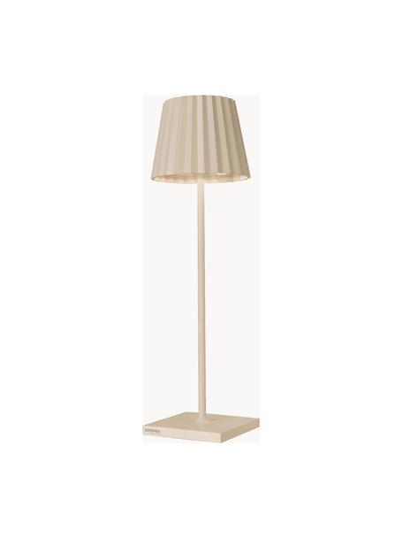 Mobiele dimbare LED outdoor tafellamp Trellia, Lamp: gecoat aluminium, Lichtbeige, Ø 11 x H 38 cm