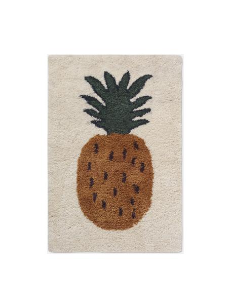 Handgetufteter Wollteppich Fruiticana, Vorderseite: 100 % Neuseelandwolle, Ananas-Motiv, B 80 x L 120 cm (Grösse XS)