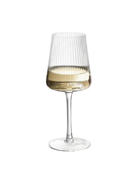 Bicchiere da vino bianco fatto a mano con struttura scanalata Cami 4 pz, Vetro soffiato, Trasparente, Ø 8 x Alt. 22 cm