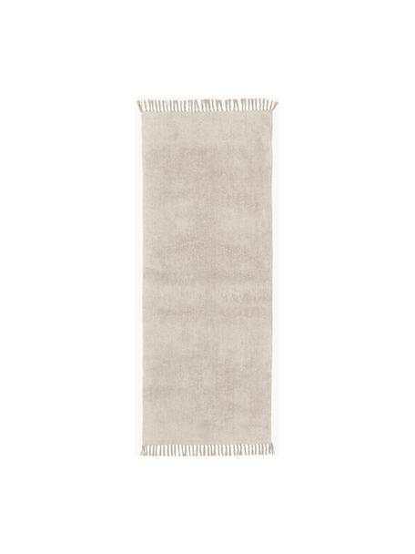 Ručne tuftovaný bavlnený behúň so strapcami Daya, Svetlobéžová, Š 80 x D 200 cm