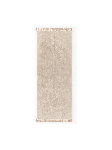 Alfombra corredor artesanal con flecos Daya, Beige claro, An 80 x L 200 cm