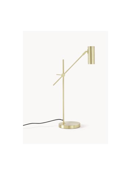 Lámpara de escritorio Cassandra, Pantalla: metal, latón, Cable: cubierto en tela, Dorado, F 47 x Al 55 cm