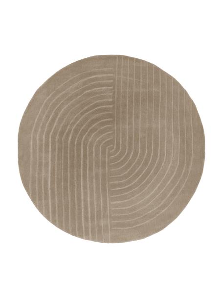 Okrúhly ručne tuftovaný vlnený koberec Mason, Sivobéžová, Ø 200 cm (veľkosť L)