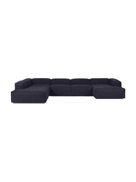 Sofá rinconera modular Lennon, Tapizado: 100% poliéster Alta resis, Estructura: madera de pino maciza, ma, Patas: plástico, Tejido azul oscuro, An 418 x Al 68 cm, chaise longue izquierda