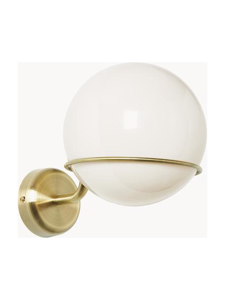 Aplique esferico de vidrio Carey, Pantalla: vidrio, Anclaje: metal, Blanco crema, latón, Ø 16 x Al 18 cm